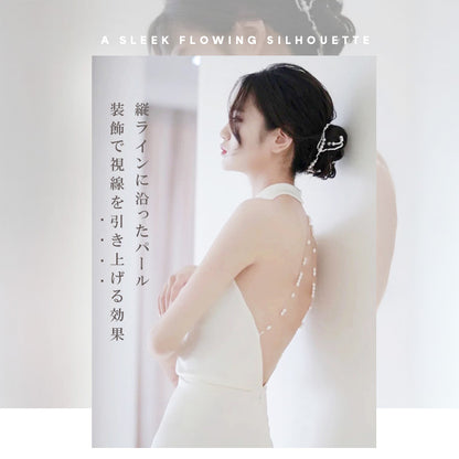 【wd726as】アメリカンスリーブバックパールドレス　スレンダーライン