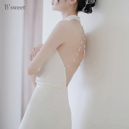 【wd726as】アメリカンスリーブバックパールドレス　スレンダーライン