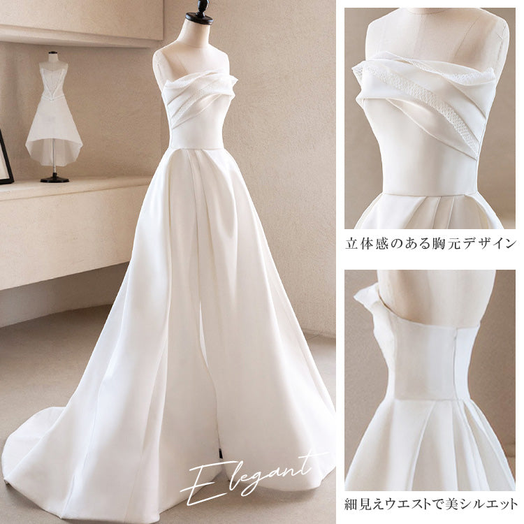 【wd727as】ビスチェフィッシュテールトレーンドレス  Aライン