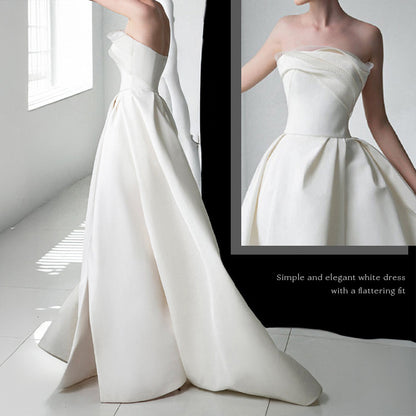 【wd727as】ビスチェフィッシュテールトレーンドレス  Aライン