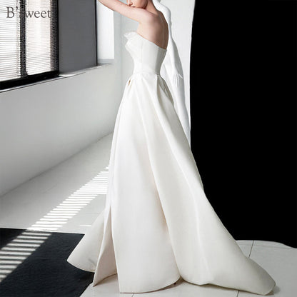 【wd727as】ビスチェフィッシュテールトレーンドレス  Aライン