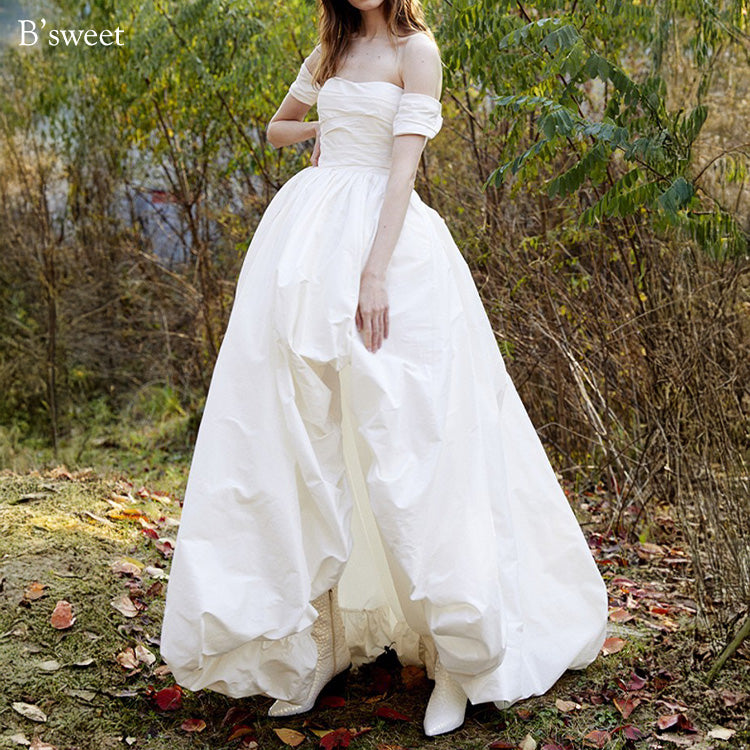 【wd728as】オフショルフィッシュテールバルーンドレス  Aライン