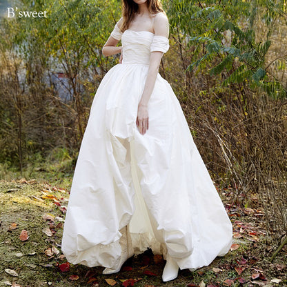 【wd728as】オフショルフィッシュテールバルーンドレス  Aライン