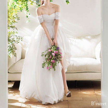 【wd728as】オフショルフィッシュテールバルーンドレス  Aライン