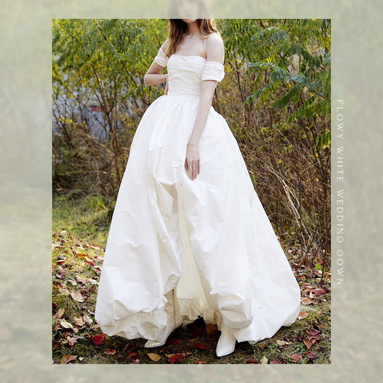 【wd728as】オフショルフィッシュテールバルーンドレス  Aライン