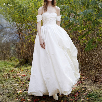 【wd728as】オフショルフィッシュテールバルーンドレス  Aライン