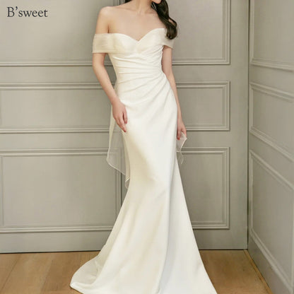 【wd729as】バックリボンオフショルダードレス　マーメイドライン