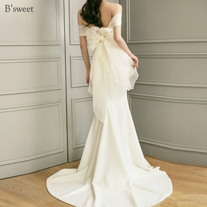 【wd729as】バックリボンオフショルダードレス　マーメイドライン