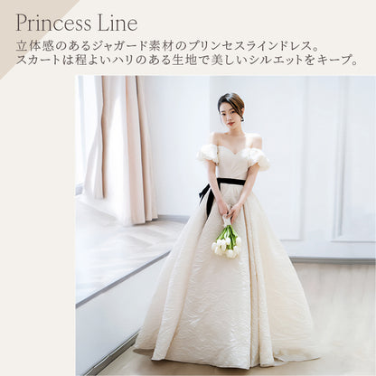 ジャガードオフショルダードレス　プリンセスライン
