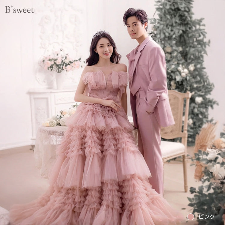 【wd733yi】フリルビスチェトレーンドレス　プリンセスライン