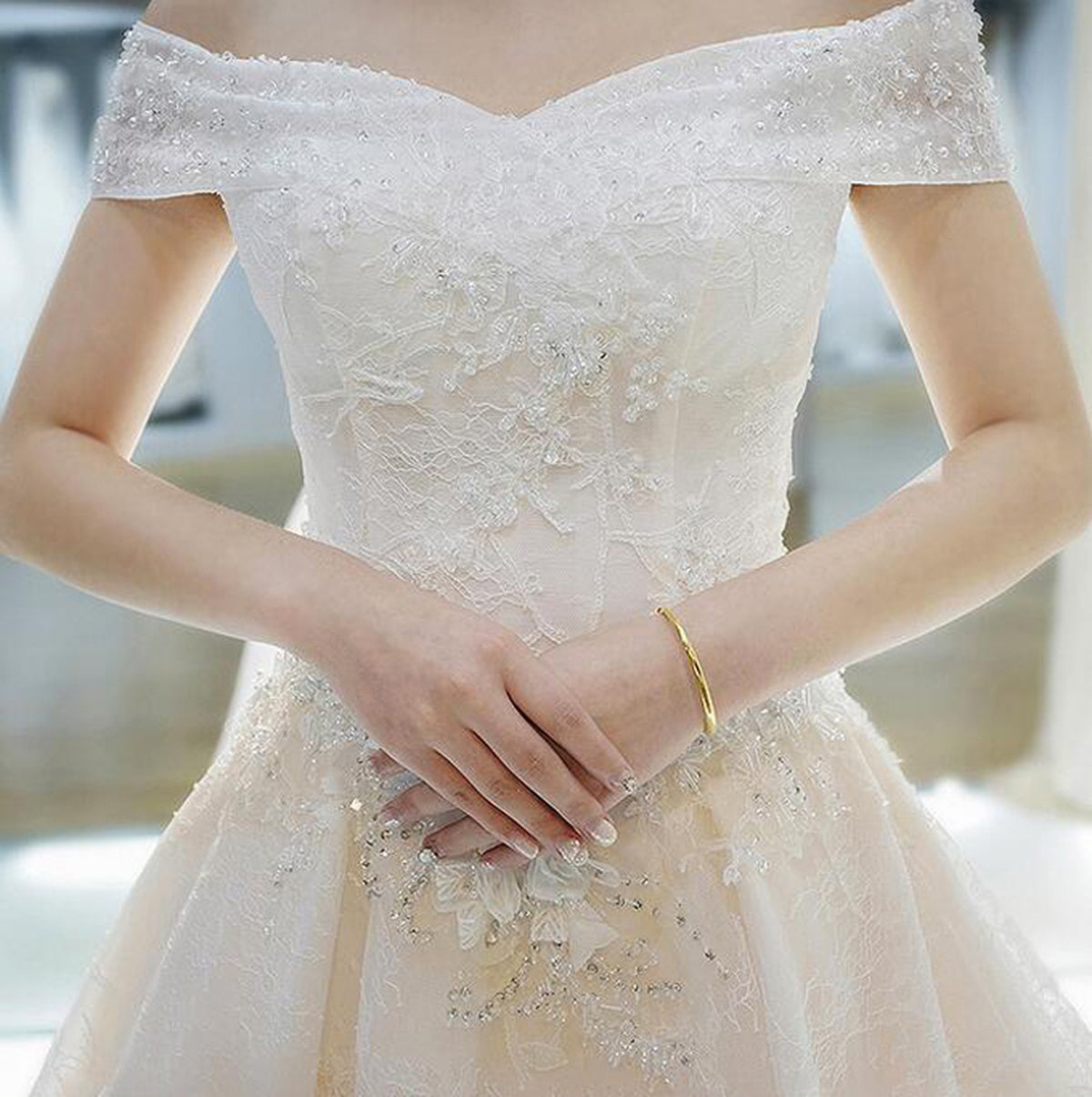 【wd399af】スパンコールレースオフショルプリンセスドレス　プリンセスライン