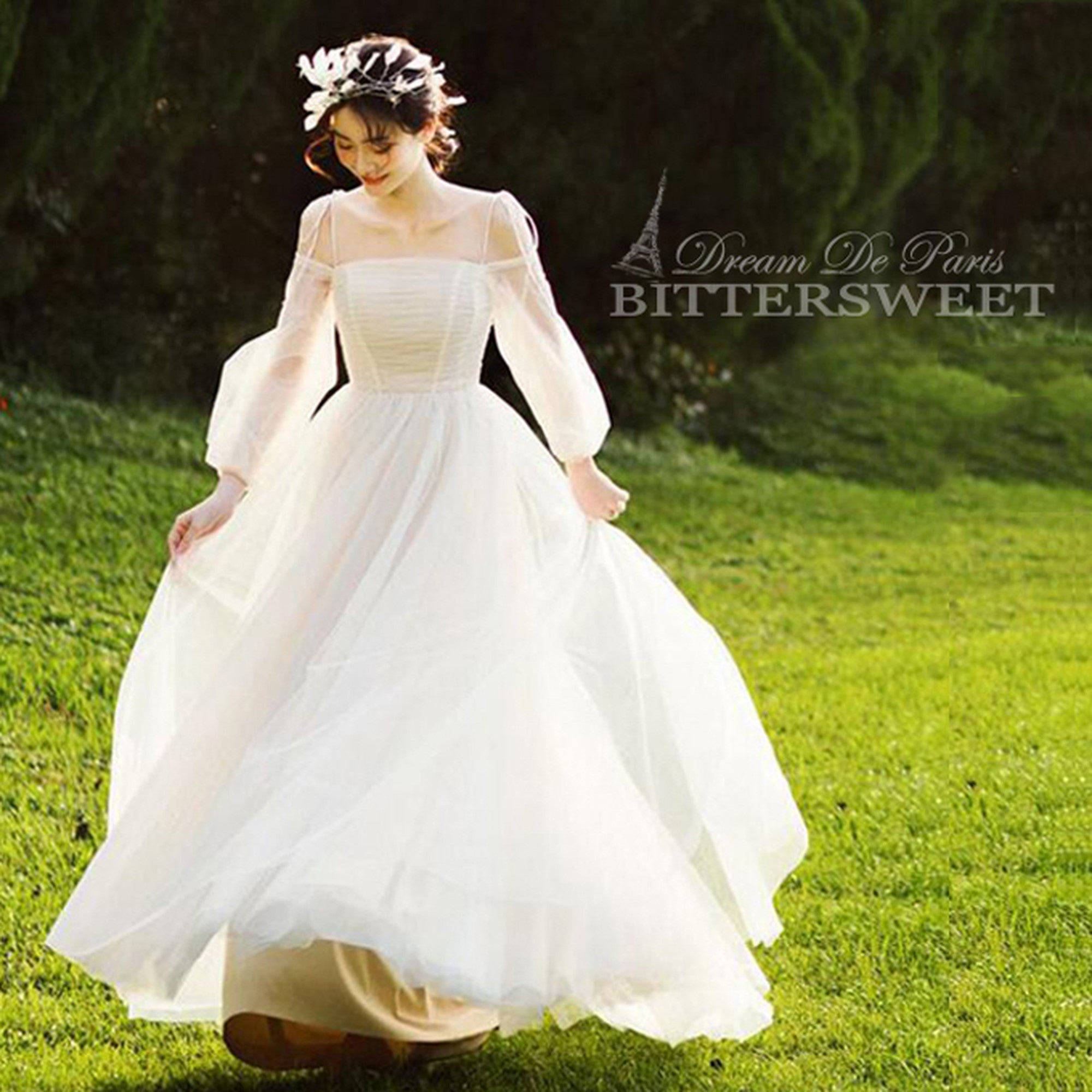 ウェディングドレス wedding dress ライトドレス 花嫁ドレス 長袖