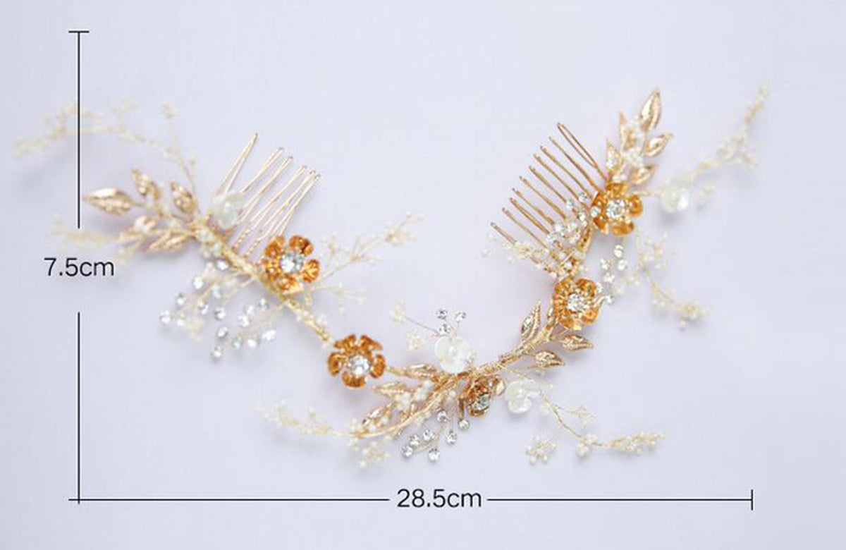 【ac178hm】	ツウィッグフラワーワイヤーアクセサリー　【サイズ】約28.5cm×7.5cm