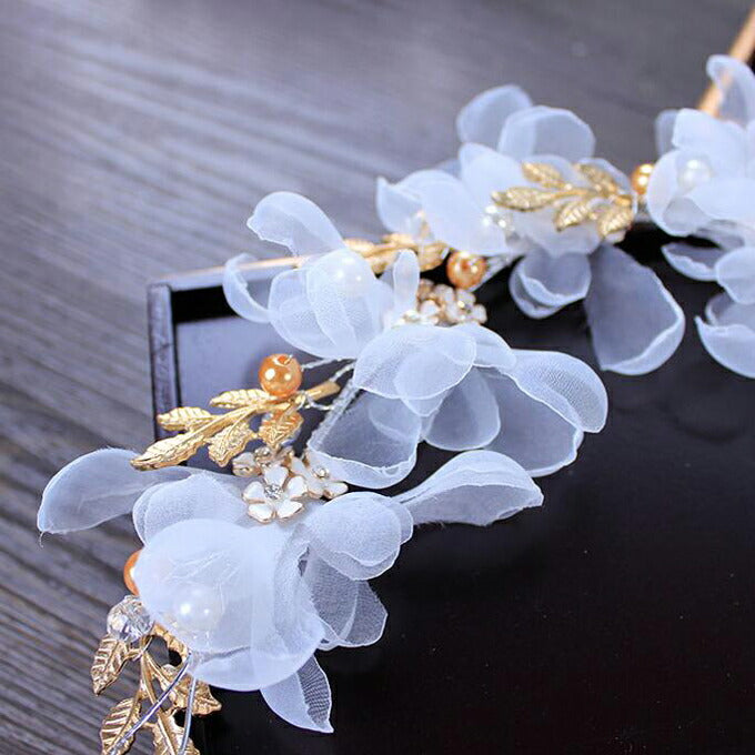 ヘッドドレス 髪飾り ヘアアクセサリー カチューシャ 結婚式 花柄 ウェディング