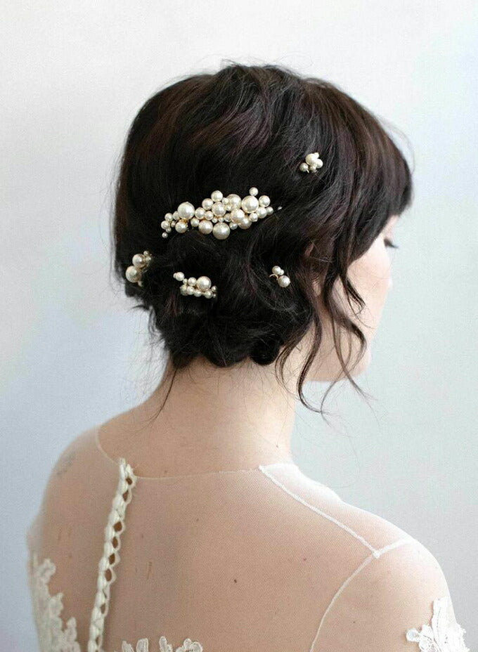 【ac129jd】パールパーツヘアアクセサリー　5点セット