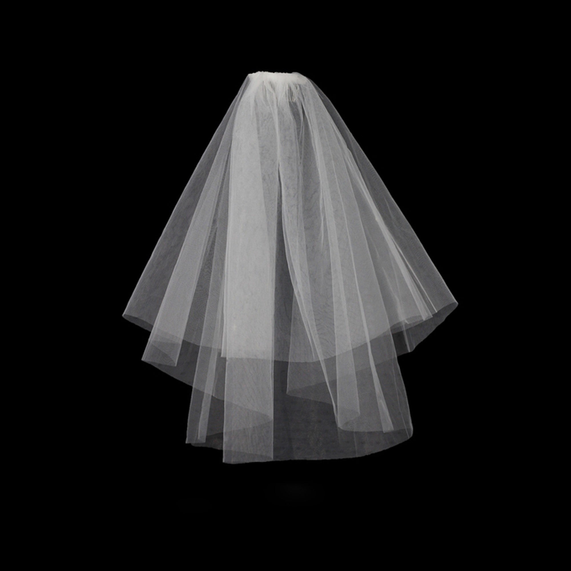 【ts188jd】【ミドルベール】ベール ２層 金属コーム付き ベールUP儀式OK ショートベール ミドル Wedding Veil ウェディング ウエディングベール【各層の長さは約50cm・62cm / 幅は約110cm】