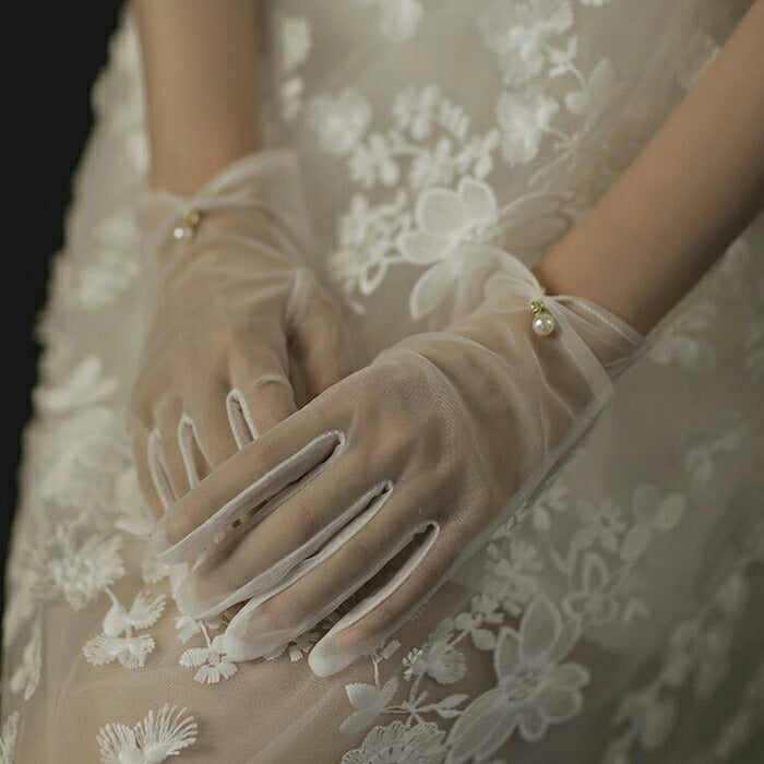 【gvs49yh】【即納】【ショートグローブ】ウェディンググローブ Wedding Gloves ウエディンググローブ パール飾り ウェディング小物 ブライダル小物
