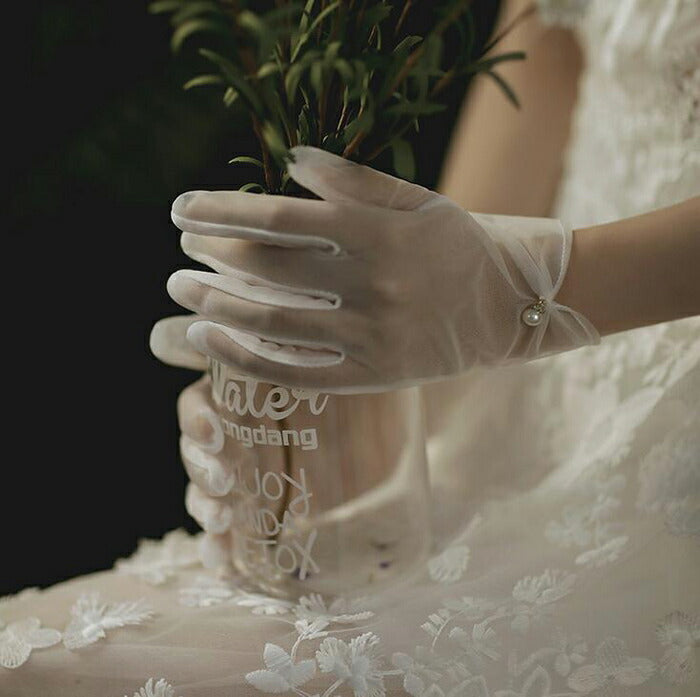 【gvs49yh】【即納】【ショートグローブ】ウェディンググローブ Wedding Gloves ウエディンググローブ パール飾り ウェディング小物 ブライダル小物