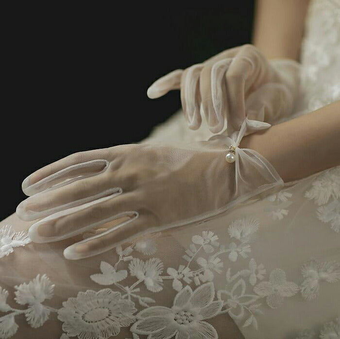 【gvs49yh】【即納】【ショートグローブ】ウェディンググローブ Wedding Gloves ウエディンググローブ パール飾り ウェディング小物 ブライダル小物