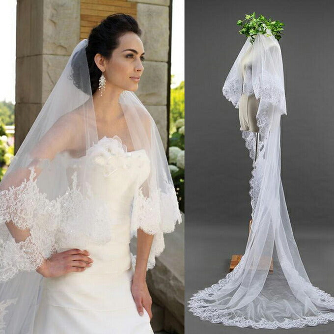 【ts164hg/ts166hg】スカラップレーススリムロングベール コーム付き 2カラー 選べる長さ【長さ:約 65cm/235cm】【長さ:約80cm/300cm】幅:約150cm