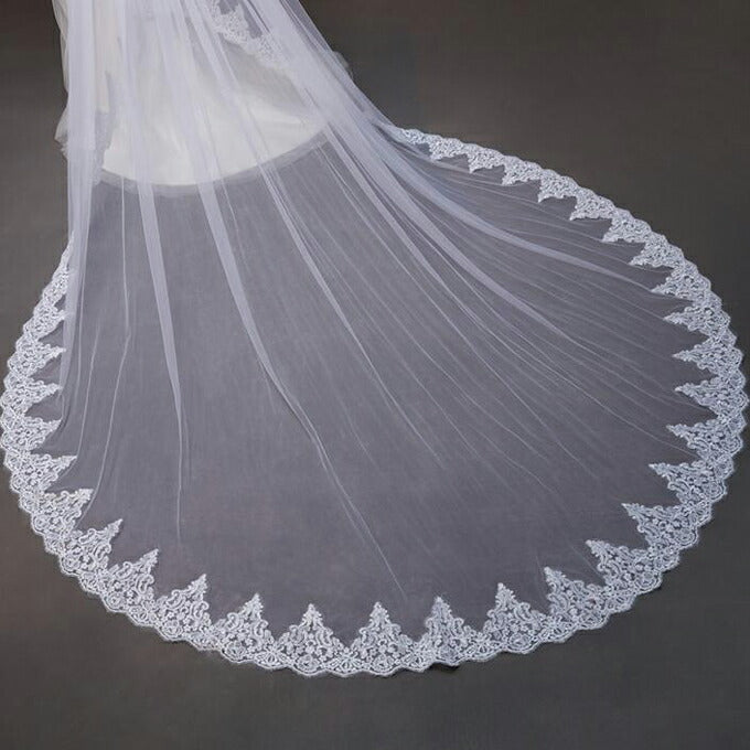 【ts173hg】ポイントエッジレースロングベール　２カラー　コーム付き　長さ：上段80cm/下段350cm・幅：約300cm