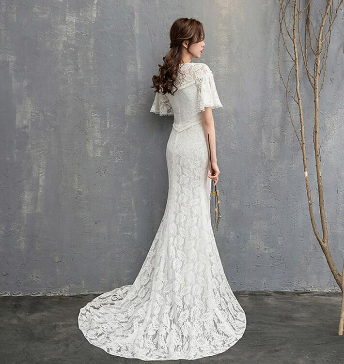 wd22f】ハーフスリーブ総レースマーメイドドレス – ドレスショップ通販