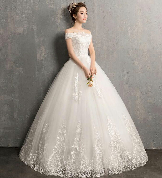 wd396af】ウェディングドレス Wedding Dress オフショルダー