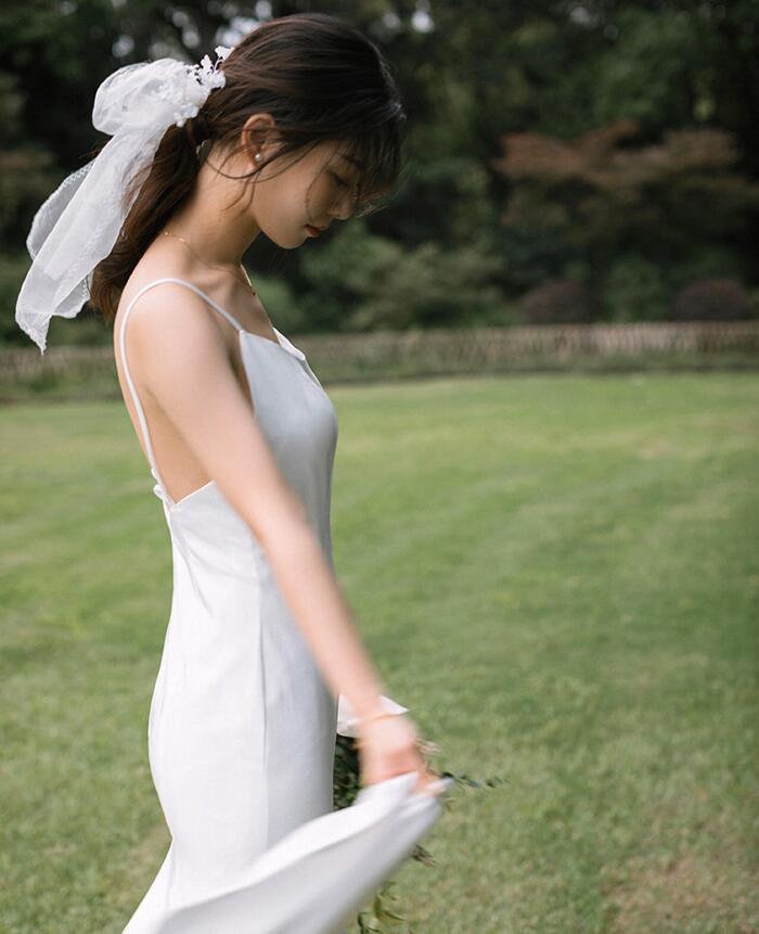 【AW2023 最新作】ウエディングドレス　XS　Aラインドレス　結婚式　二次会